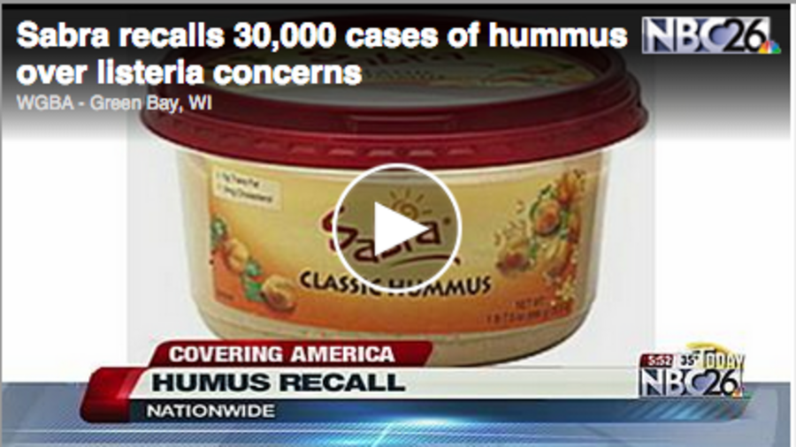 Sabra hummus recall includes 30,000 cases that may contain listeria